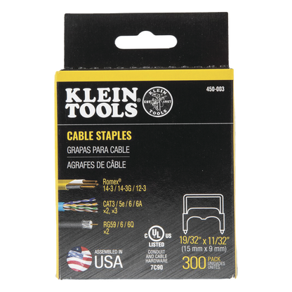 Paquete de 300 Grapas con Aislamiento, para Cables NM (RomexÆ) como 14/3, 14/3G, 12/3 y otros cables de hasta 11/32 x 19/32 (9 mm x 15 mm / 0.35 x