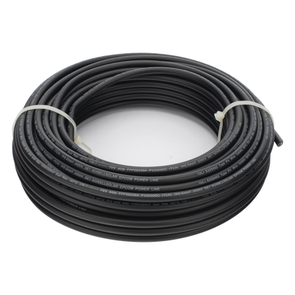 Cable Fotovoltaico Negro / Cobre Estañado / 6 mm² (10 AWG) / 2000V / Rollo de 25 m / / UL 4703 y TUV