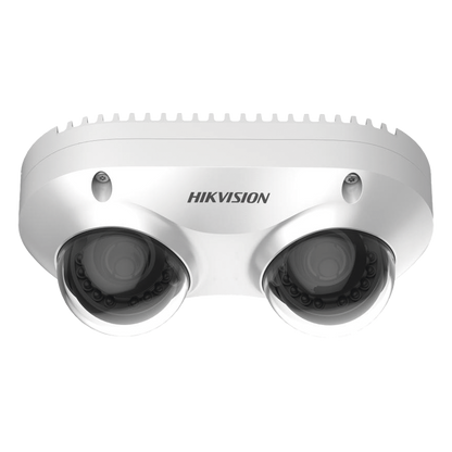 PanoVu Series / Lente Dual de 4 Megapixel / 2 Lentes Fijos de 2.8 mm / Recomendado para Pasillos o Esquinas / IP67 / IK10 / PoE / WDR 120 dB / 10 mts