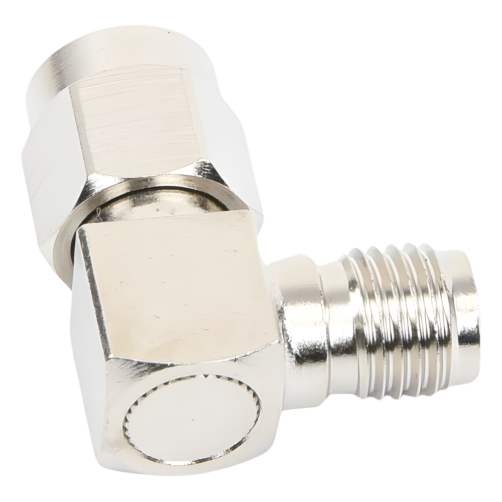 Adaptador en Ángulo Recto, de Conector SMA Macho a SMA Hembra Níquel/ Oro/ Teflón