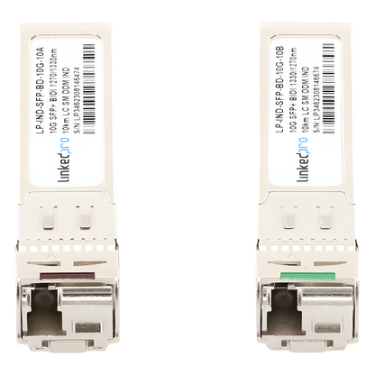 Transceptores Ópticos Industriales Bidireccionales SFP+ (Mini-Gbic) / Monomodo 1270 & 1330 nm / 10 Gbps / 10GBASE / Conector LC/UPC Simplex / DDM