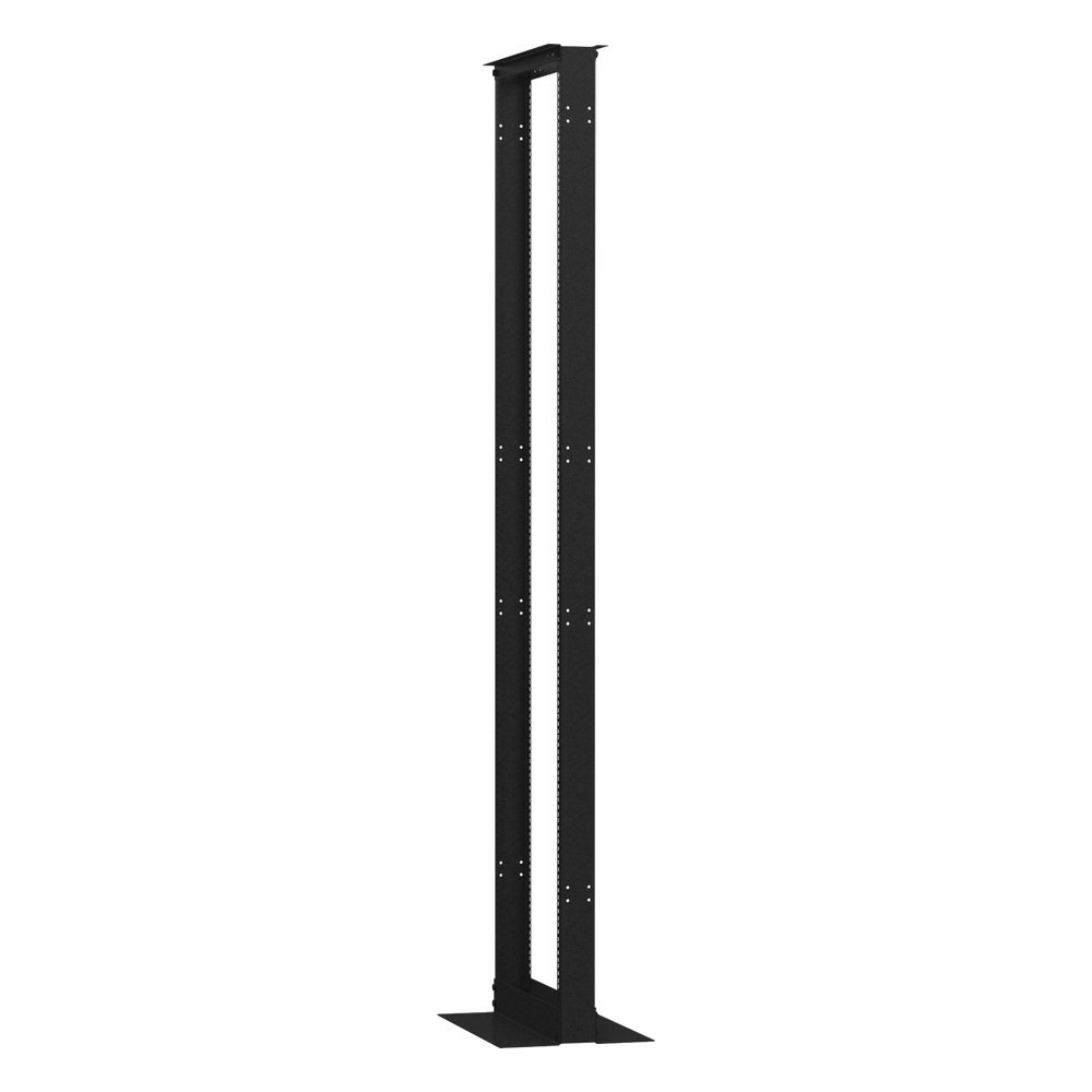 Rack de 2 Postes (Doble Perforación), Estándar 19", 45 Unidades, Fabricado en Acero, Base "L" para Anclar a Piso
