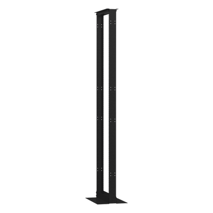 Rack de 2 Postes (Doble Perforación), Estándar 19", 45 Unidades, Fabricado en Acero, Base "L" para Anclar a Piso