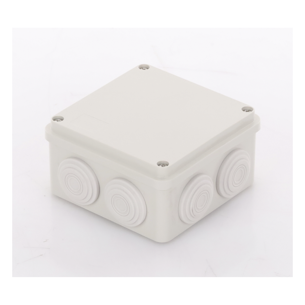 Caja Derivación-Conexión de Plástico (100 X 100 X 54 mm) con 7 Glándulas de Goma. Para Instalaciones Comerciales, Residenciales e Industriales.