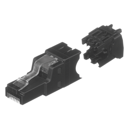 Plug RJ45 UTP, Instalación Recta, Terminación en Campo Certificable, Compatible con Cat5e, Cat6 y Cat6A, Color Negro