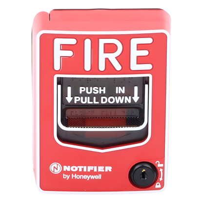 Estación manual de alarma contra incendio de doble acción, con cerradura y llave, para exterior, con caja SB-I/O incluida