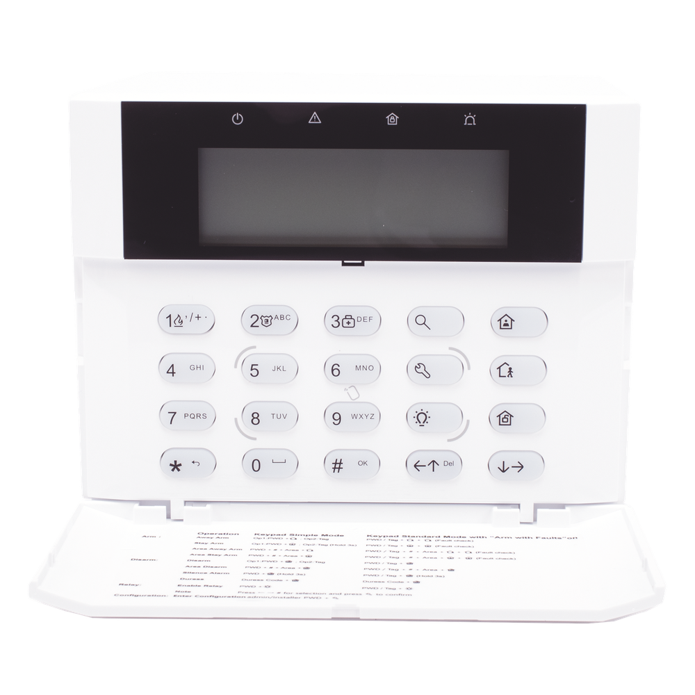 (AX HYBRID PRO) Teclado Compatible con el Panel Hybrid Pro Hikvision DS-PHA64-LP y DS-PHA64-LP(B) / Pantalla LCD / 2 zonas cableadas / 1 salida de
