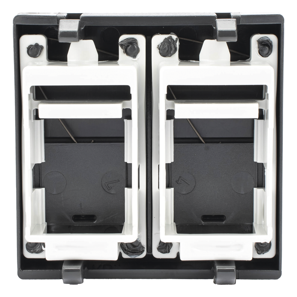 Módulo Color Negro con 2 Espacios para Jack Keystone con Guardapolvo para las Cajas de Escritorio Ofiblock y Teleblock / (KB76/14)