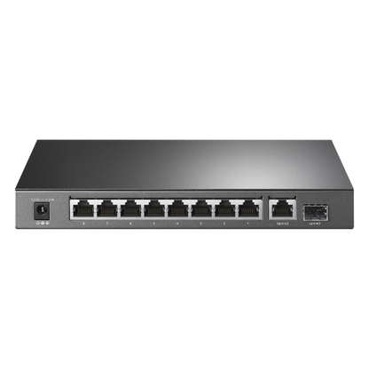 Switch de escritorio PoE+, no Administrable 8 puertos 10/100/1000 Mbps + 1 puertos 10/100/1000 Mbps (Uplink) + 1 puerto SFP, 63W