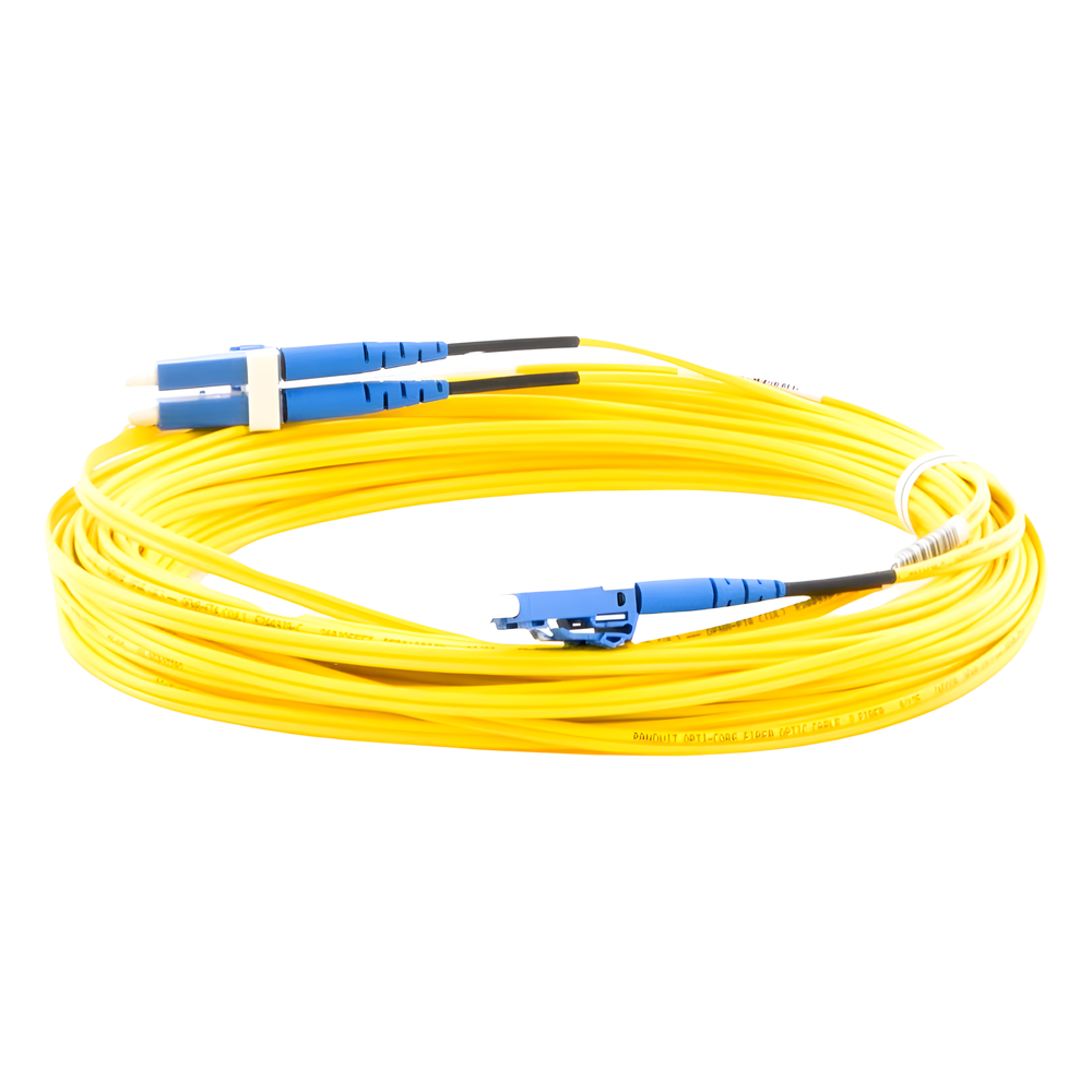 Jumper de Fibra Optica Monomodo 9/125 OS2, LC-LC Duplex, OFNR (Riser), Color Amarillo, 10 Metros (32.81 Pies)