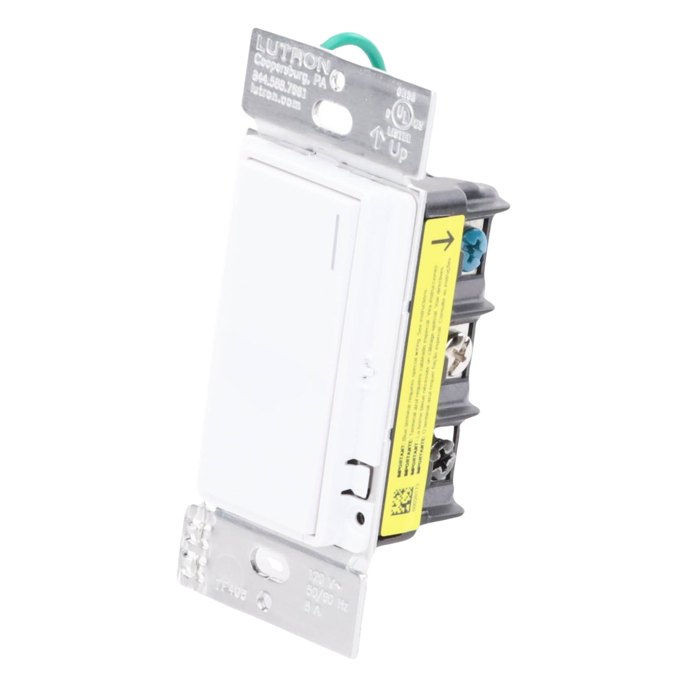 Apagador electrónico Sunnata de encendido y apagado, 8 A en iluminación y motores de 1/4 HP a 120 V, requiere neutro, color blanco brillante, para