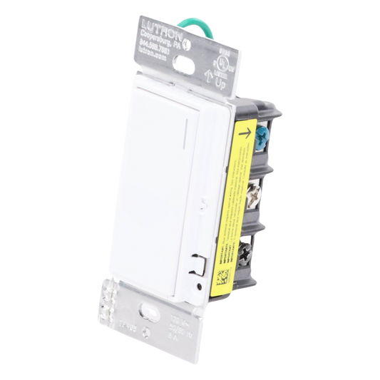 Apagador electrónico Sunnata de encendido y apagado, 8 A en iluminación y motores de 1/4 HP a 120 V, requiere neutro, color blanco brillante, para