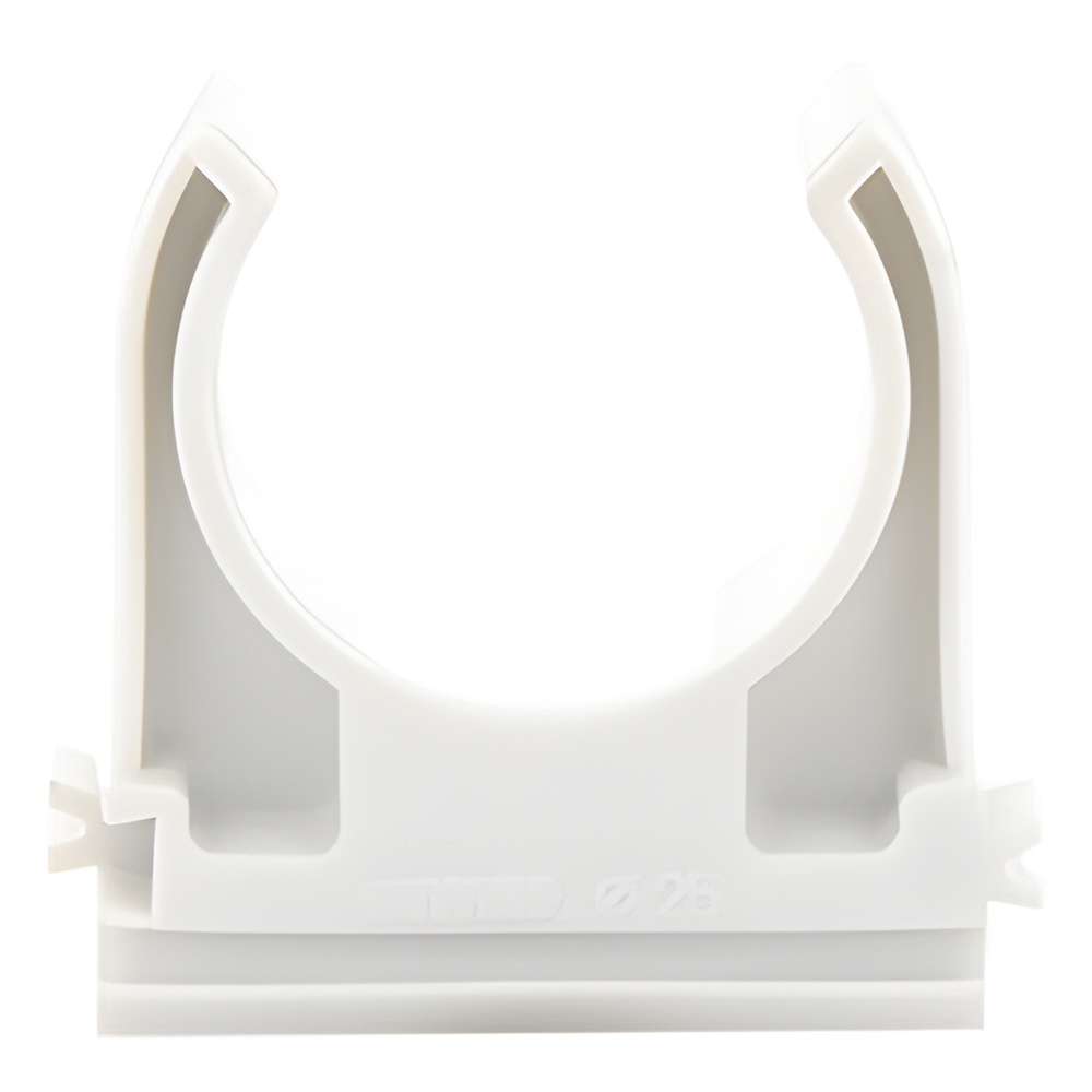 Soporte de presión (Abrazadera), PVC Auto-extinguible, abierto para tubería de 25 mm