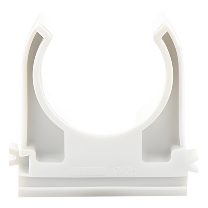 Soporte de presión (Abrazadera), PVC Auto-extinguible, abierto para tubería de 25 mm