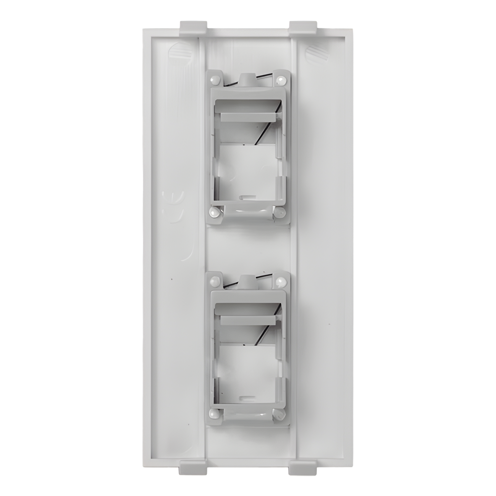 Placa Plana de Voz y Datos con Guardapolvo para 2 RJ45 / Color Blanco / 2 Puertos para Jacks Keystone / Compatible con Cajas de Pavimento SM-CPAV-2 y