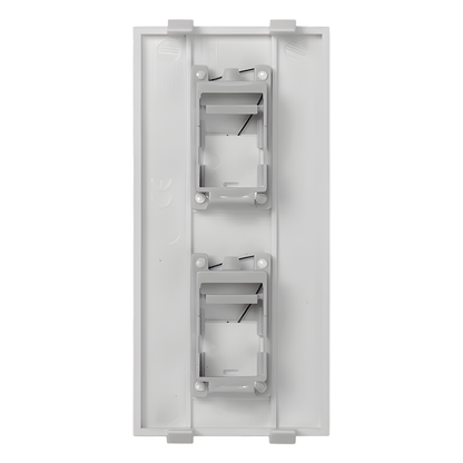Placa Plana de Voz y Datos con Guardapolvo para 2 RJ45 / Color Blanco / 2 Puertos para Jacks Keystone / Compatible con Cajas de Pavimento SM-CPAV-2 y