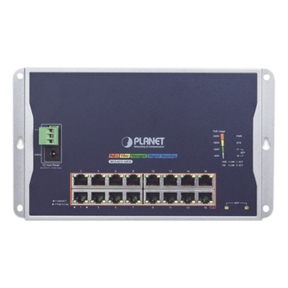 Switch Industrial Administrable Capa 2 de Pared,16 Puertos PoE 802.3at Gigabit y 2 Puertos SFP