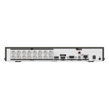 DVR 16 Canales TurboHD + 8 Canales IP / 5 Megapixel Lite - 3K Lite / Audio Bidireccional / Detección de Movimiento 2.0 / 1 Bahía de Disco Duro