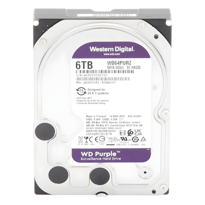 Disco Duro PURPLE de 6TB / 3 AÑOS DE GARANTÍA / Para Videovigilancia