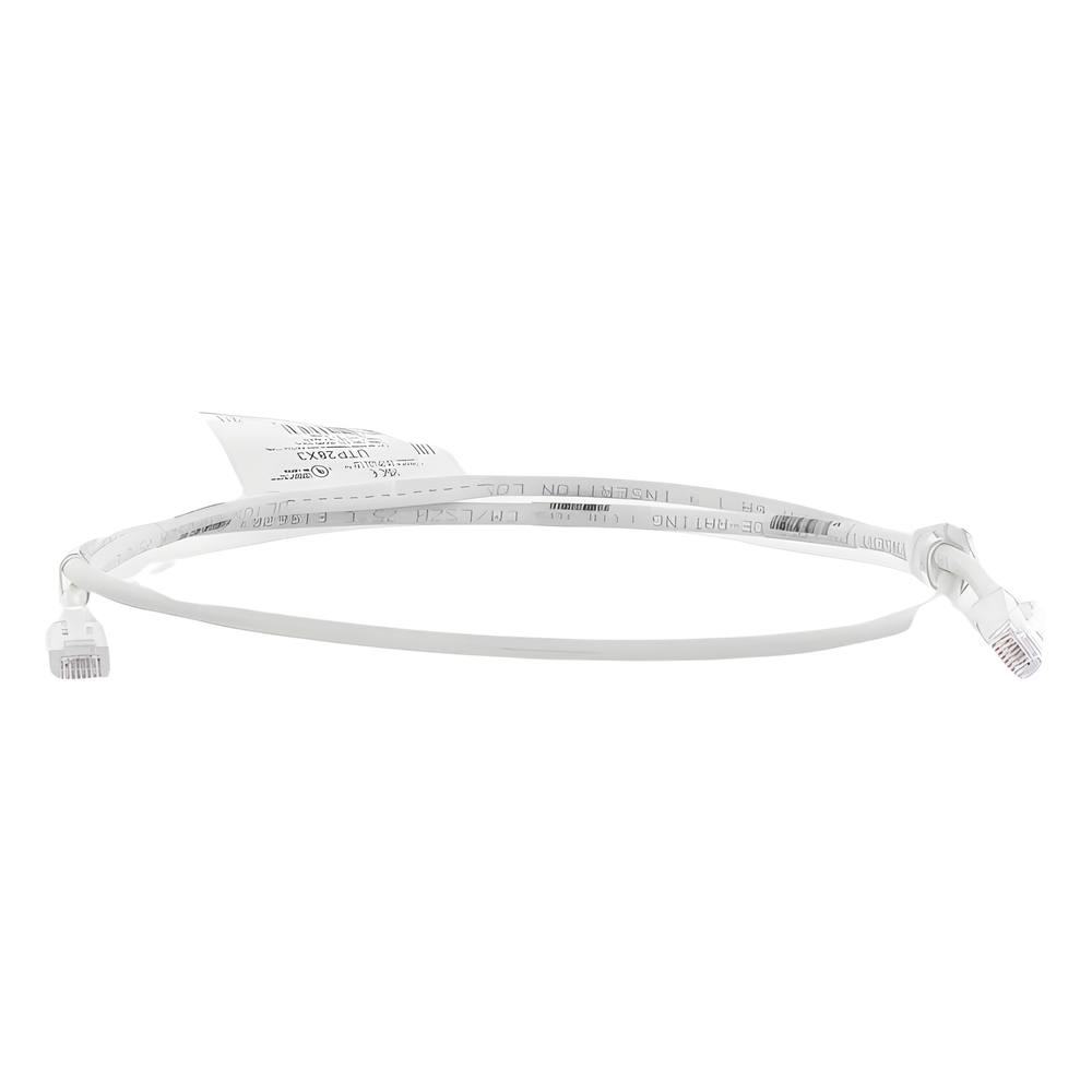 Cable de Parcheo UTP Cat6A, CM/LSZH, Diámetro Reducido (28AWG), Color Blanco Mate, 0.91 Metros (3 Pies)