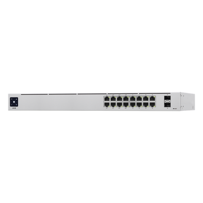 UniFi Switch USW-16-POE Gen2, Capa 2 de 16 puertos (8 puertos PoE 802.3af/at + 8 puertos Gigabit) + 2 puertos 1G SFP, 42W, pantalla informativa