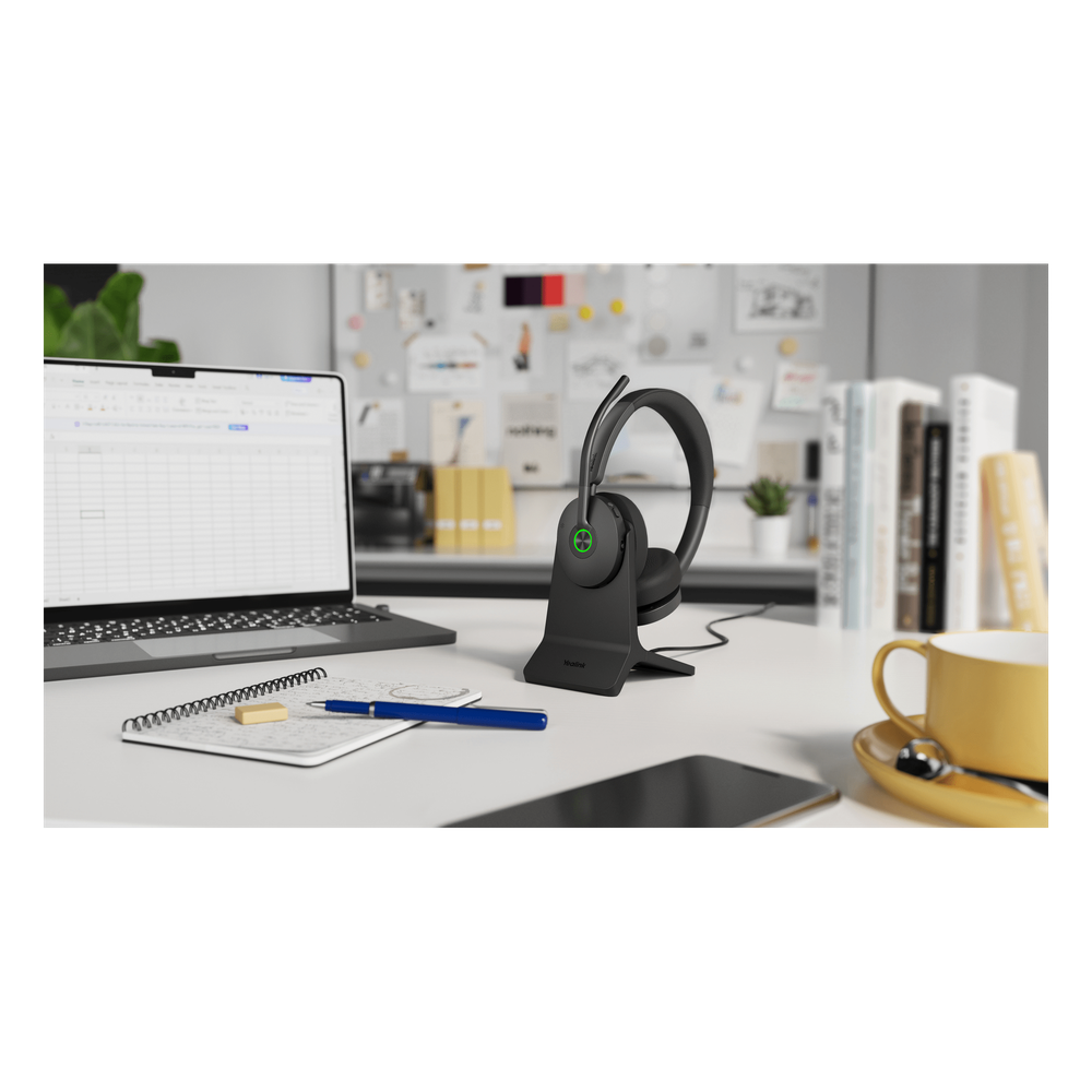 Auriculares estéreo Yealink BH74 edición MS con base de carga / Bluetooth 5.3 con adaptador USB C&A / Cancelación activa de ruido / 32 horas de
