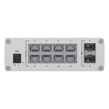 Switch Industrial No-Administrable 8 puertos Gigabit PoE 802.3af/at, 2 puertos SFP