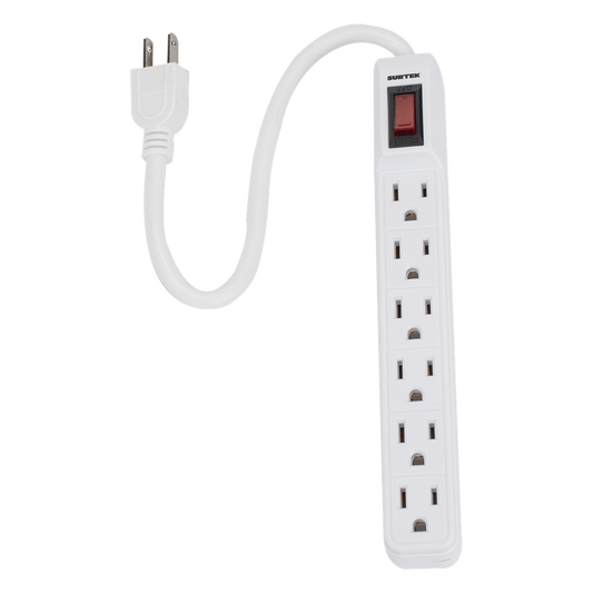 Multicontacto con cable 30 cm. 6 tomas 127 Vca línea, tierra, neutro 15 A max.