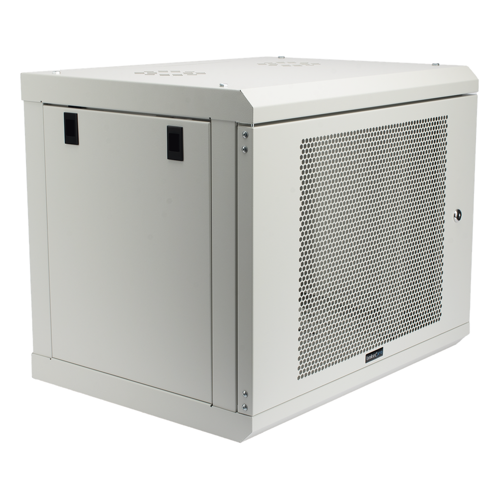Gabinete de Pared de 9U con Puerta Perforada 455 mm de Profundidad, Rack de 19'', Acero Reforzado Color Blanco