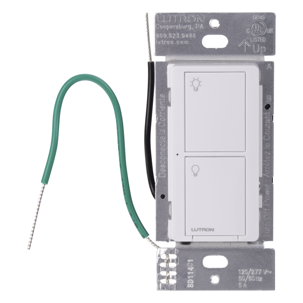 Interruptor de pared inteligente on/off Caseta Wireless, voltaje dual 120/277 V, 5 A en LED, sin cable neutro, compatible con controles Pico y Smart