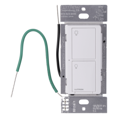 Interruptor de pared inteligente on/off Caseta Wireless, voltaje dual 120/277 V, 5 A en LED, sin cable neutro, compatible con controles Pico y Smart