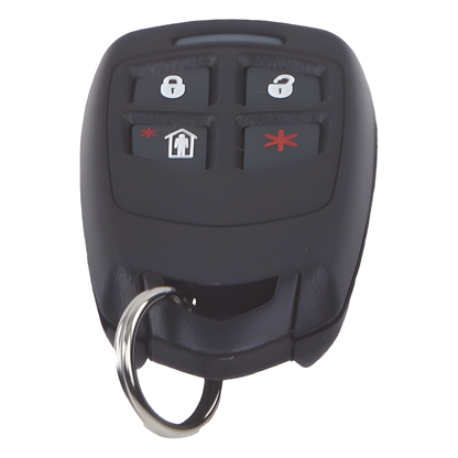 Control remoto inalámbrico tipo llavero de 4 botones con funciones programables para sistemas de alarma