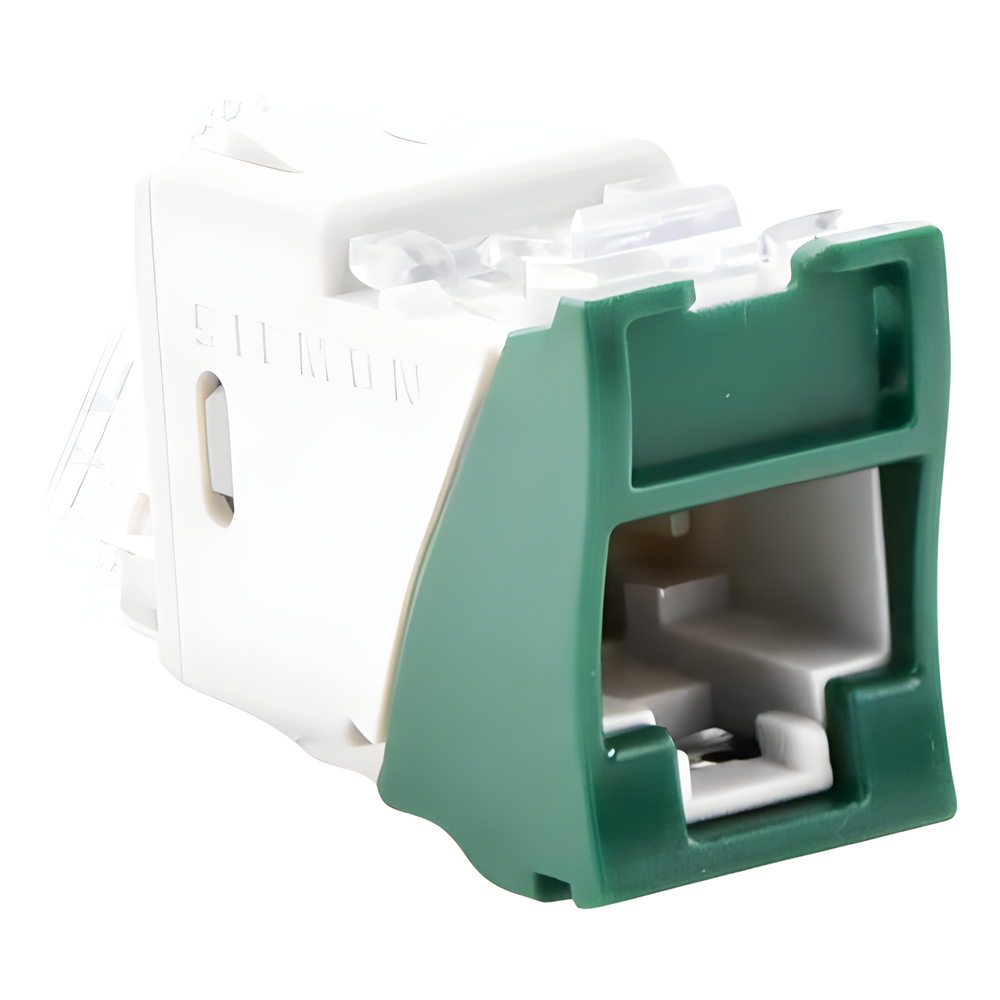 Jack Ultramax Cat6, UTP, Montaje Híbrido en Placa de Pared (Plano y Angulado), Color Verde, Punch Down