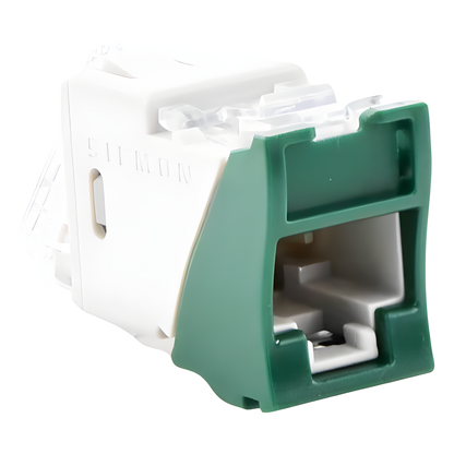 Jack Ultramax Cat6, UTP, Montaje Híbrido en Placa de Pared (Plano y Angulado), Color Verde, Punch Down