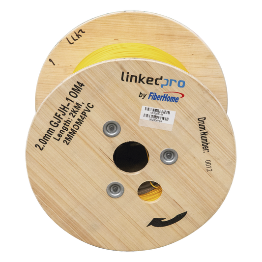 Fibra Óptica Multimodo OM4, 2 mm, Simplex, Tight Buffer, 900 micras, Color Amarillo, Precio Por Metro, (Hasta 2000 Metros en un Solo Tramo de Cable)