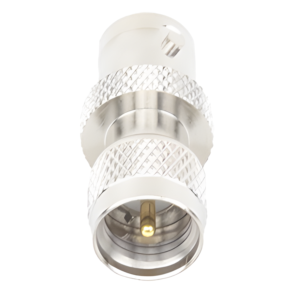 Adaptador en Línea, de Conector Mini UHF Macho a BNC Hembra, Níquel/ Oro/ Teflón