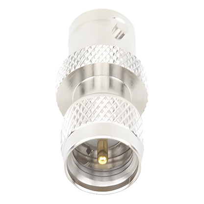 Adaptador en Línea, de Conector Mini UHF Macho a BNC Hembra, Níquel/ Oro/ Teflón