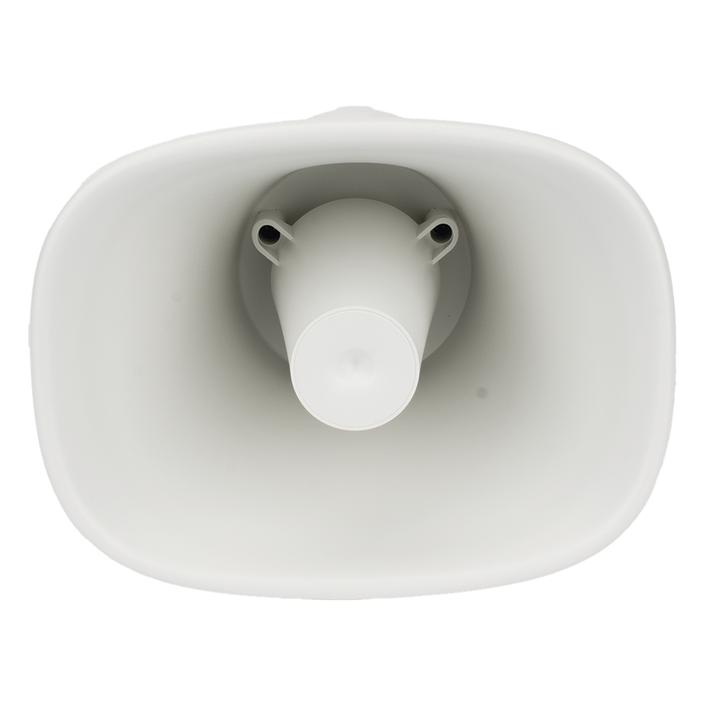 Bocina (Altavoz IP ) | Tipo Trompeta | 25 Watts | No requiere amplificador | 24VCD | Exterior IP67 | Metal | Entrada de alarma | Voceo en tiempo real