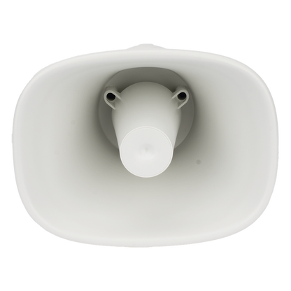 Bocina (Altavoz IP ) | Tipo Trompeta | 25 Watts | No requiere amplificador | 24VCD | Exterior IP67 | Metal | Entrada de alarma | Voceo en tiempo real