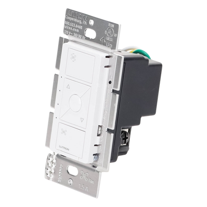 Control de velocidad inalámbrico Caseta Wireless para ventilador de techo de paletas, 120 V, 1.5 A, unipolar, requiere neutro, color blanco