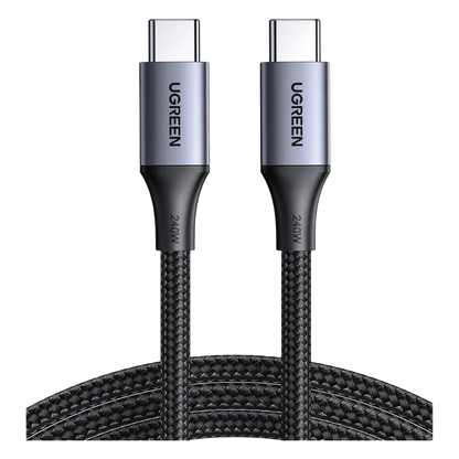Cable USB-C a USB-C | 2 Metros | Potencia de Carga 240W | 48V/5A | PD3.1 /3.0 | 480 Mbps | Chip E-Market | Carcasa de Aluminio | Nylon Trenzado.