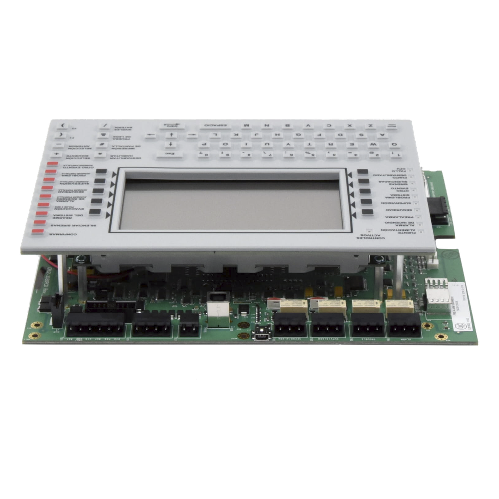 Unidad central de procesamiento con pantalla LCD de 640 caracteres y teclado QWERTY, en español, para panel de detección de incendio NFS2-3030