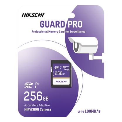 Tarjeta SD GuardPro P10 / 256 GB / 100 MB/s Lectura / 90 MB/s Escritura / Clase 10 U3 V30 / 3D TLC NAND / Especializada Para Videovigilancia 24/7