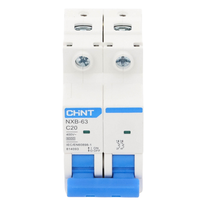 Pastilla para Riel Din, 2 Polos, 20 Amp, Vca:110/415v, 6kA, Catálogo: NXB632PC20.
