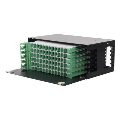 Distribuidor de Fibra Óptica con Bandejas Deslizables, Vacío, 19 Pulgadas, Acepta 72 Adaptadores LC Duplex o LC Simplex o 72 SC Simplex, 4U
