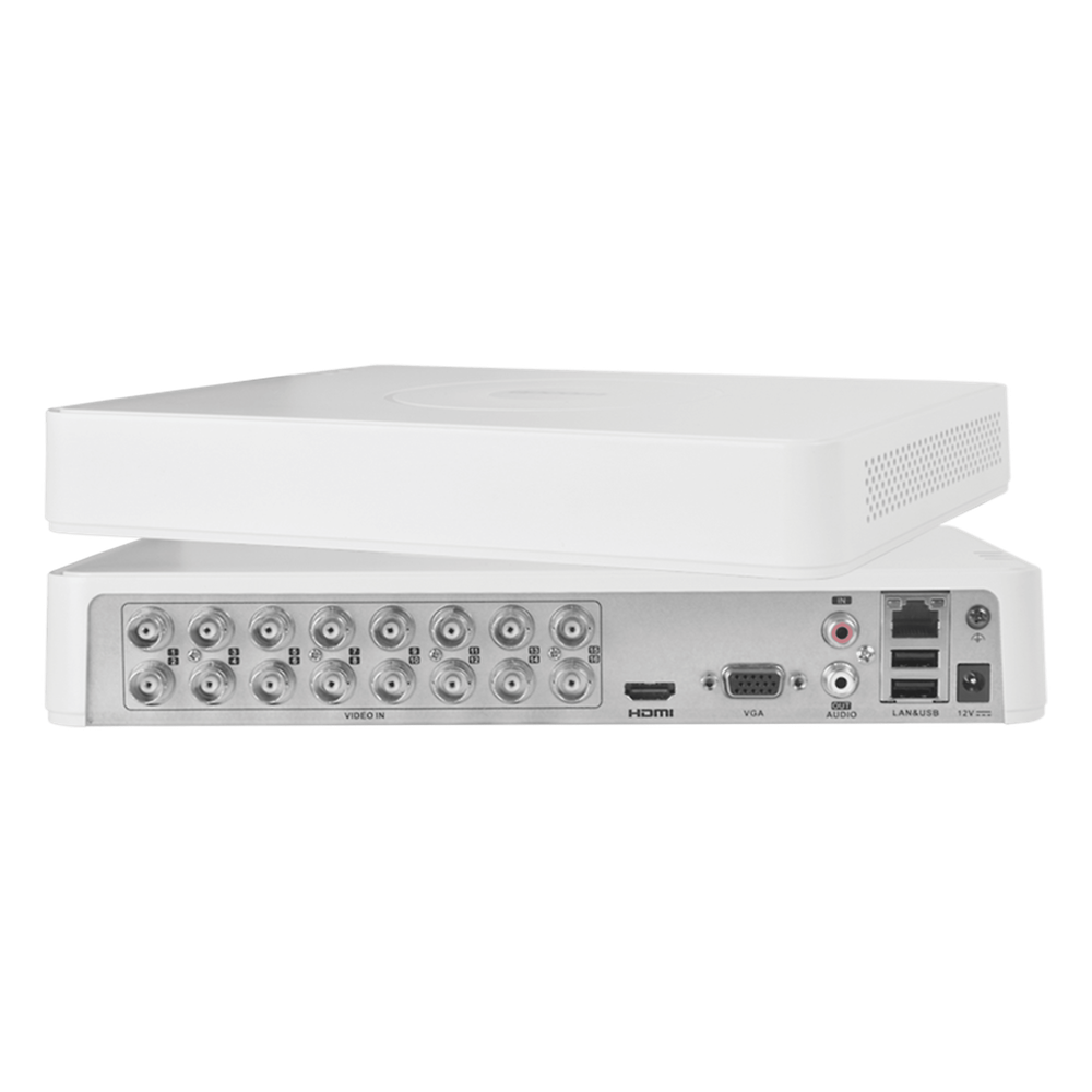 DVR 16 Canales TurboHD + 2 Canales IP / 2 Megapixel (1080p) Lite / Acusense Lite (Evita Falsas Alarmas) / Audio por Coaxitron y Bidireccional / 1