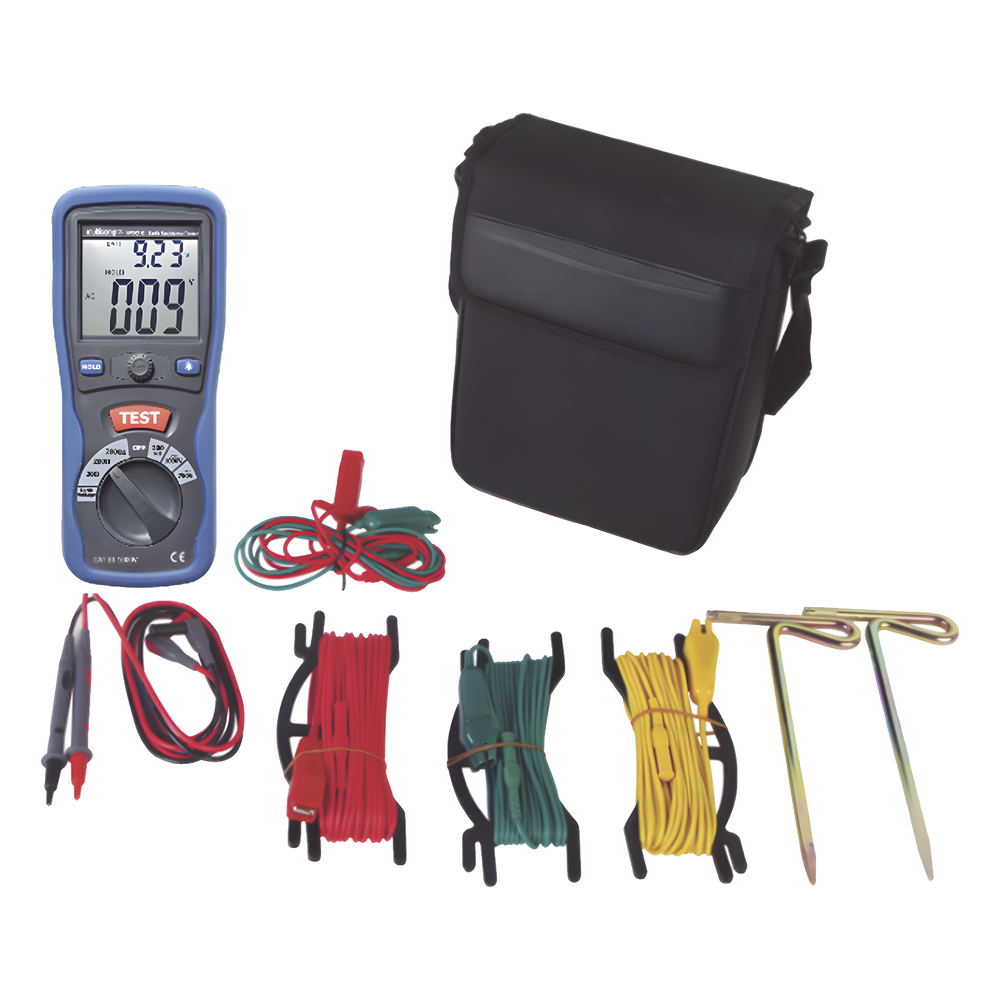 KIT de Medidor de Resistencia a Tierra Digital ( Terrómetro ), a 3 hilos CAT III / 1000 V.