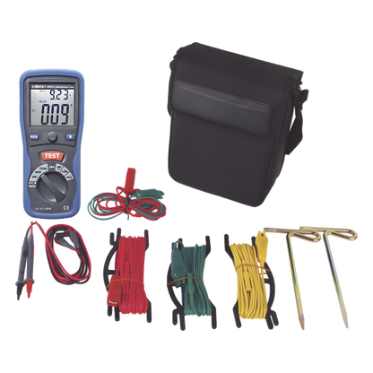 KIT de Medidor de Resistencia a Tierra Digital ( Terrómetro ), a 3 hilos CAT III / 1000 V.