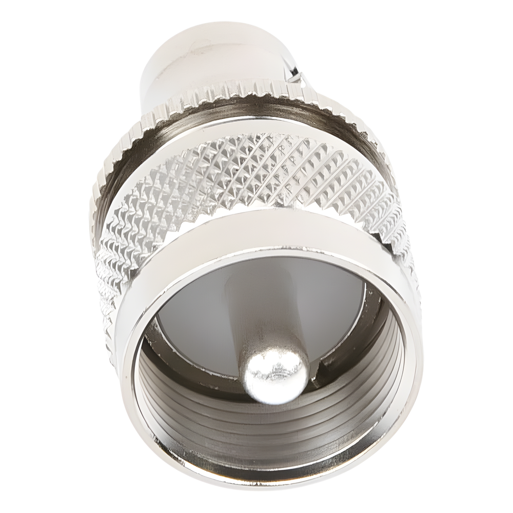 Adaptador en Línea para 50 Ohm, Conector BNC Hembra-UHF Macho (PL-259), Níquel/ Plata/ Delrin