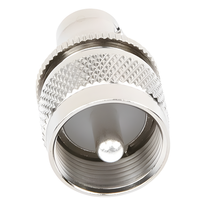 Adaptador en Línea para 50 Ohm, Conector BNC Hembra-UHF Macho (PL-259), Níquel/ Plata/ Delrin